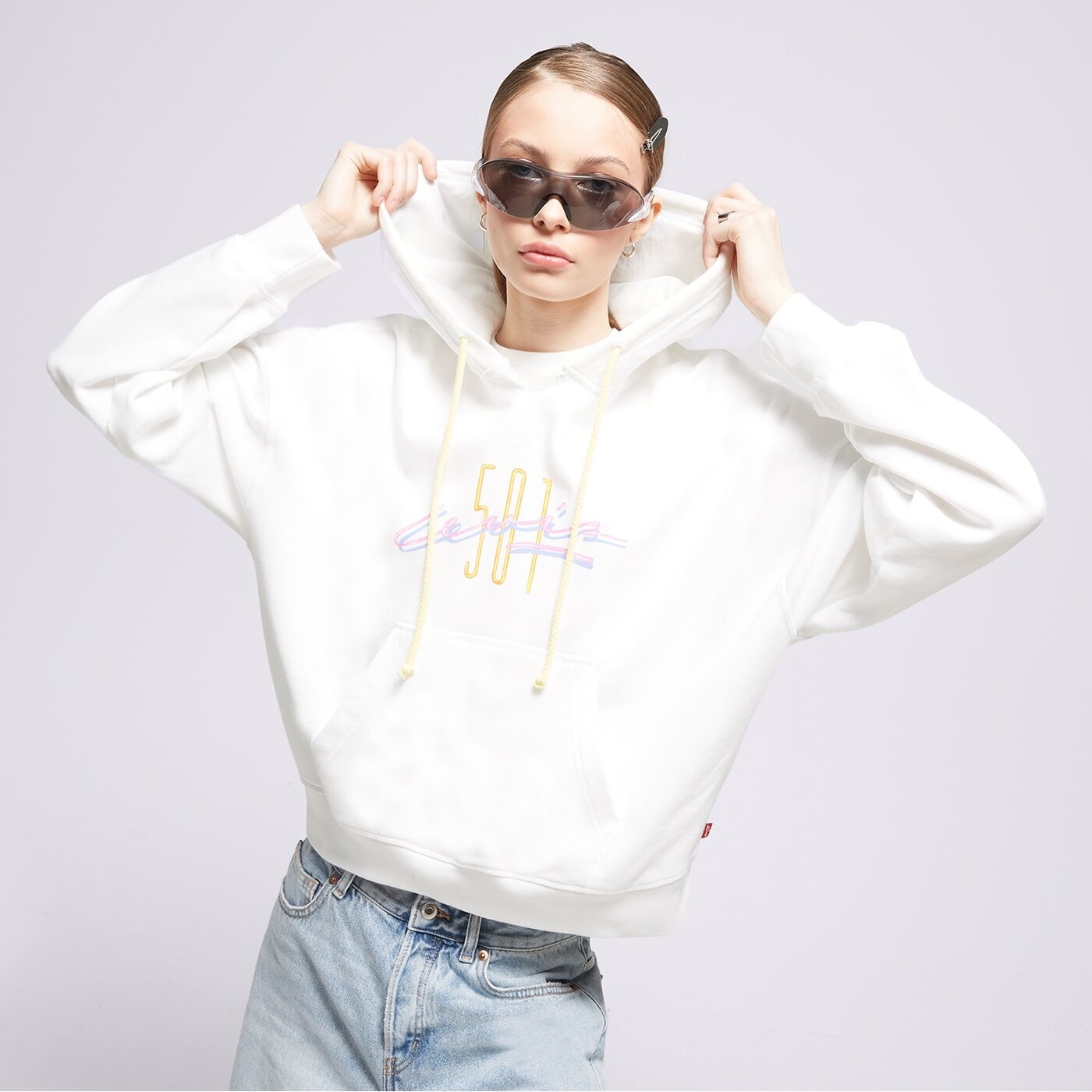 levis authentic hoodie 501 california bright white